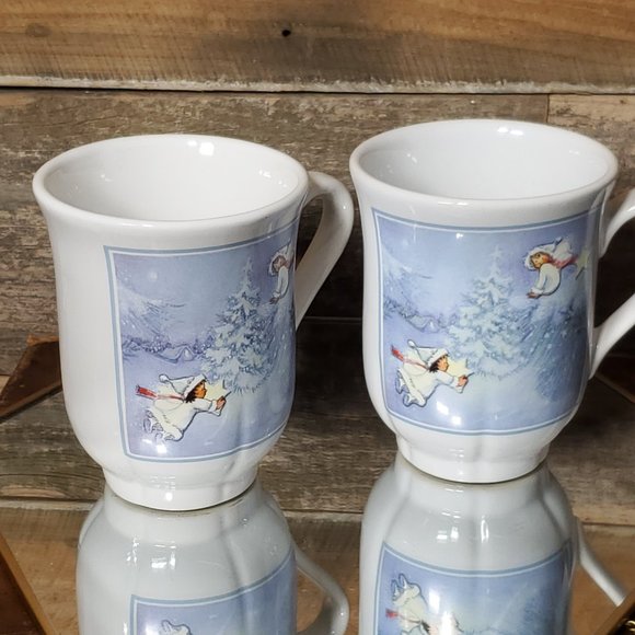 Set of Two Hallmark Coffee-Cocoa Mugs - Gourmet Gifts Christmas Snow Angels 3181 - Picture 4 of 4
